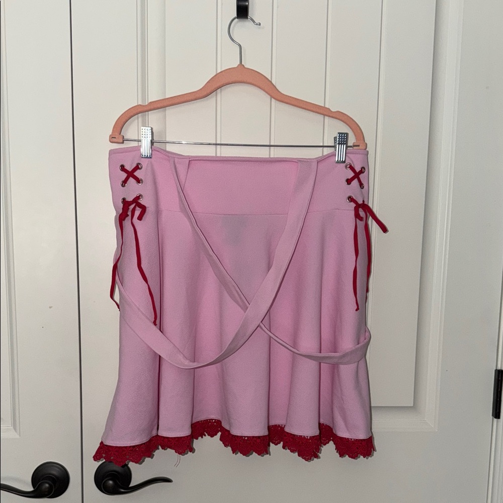 Pink & Red Suspender Skirt